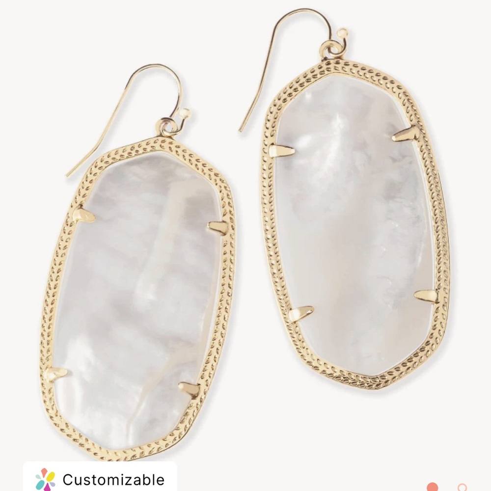 Kendra Scott Danielle Gold Statement Earrings in Ivory Mother-of-Pearl